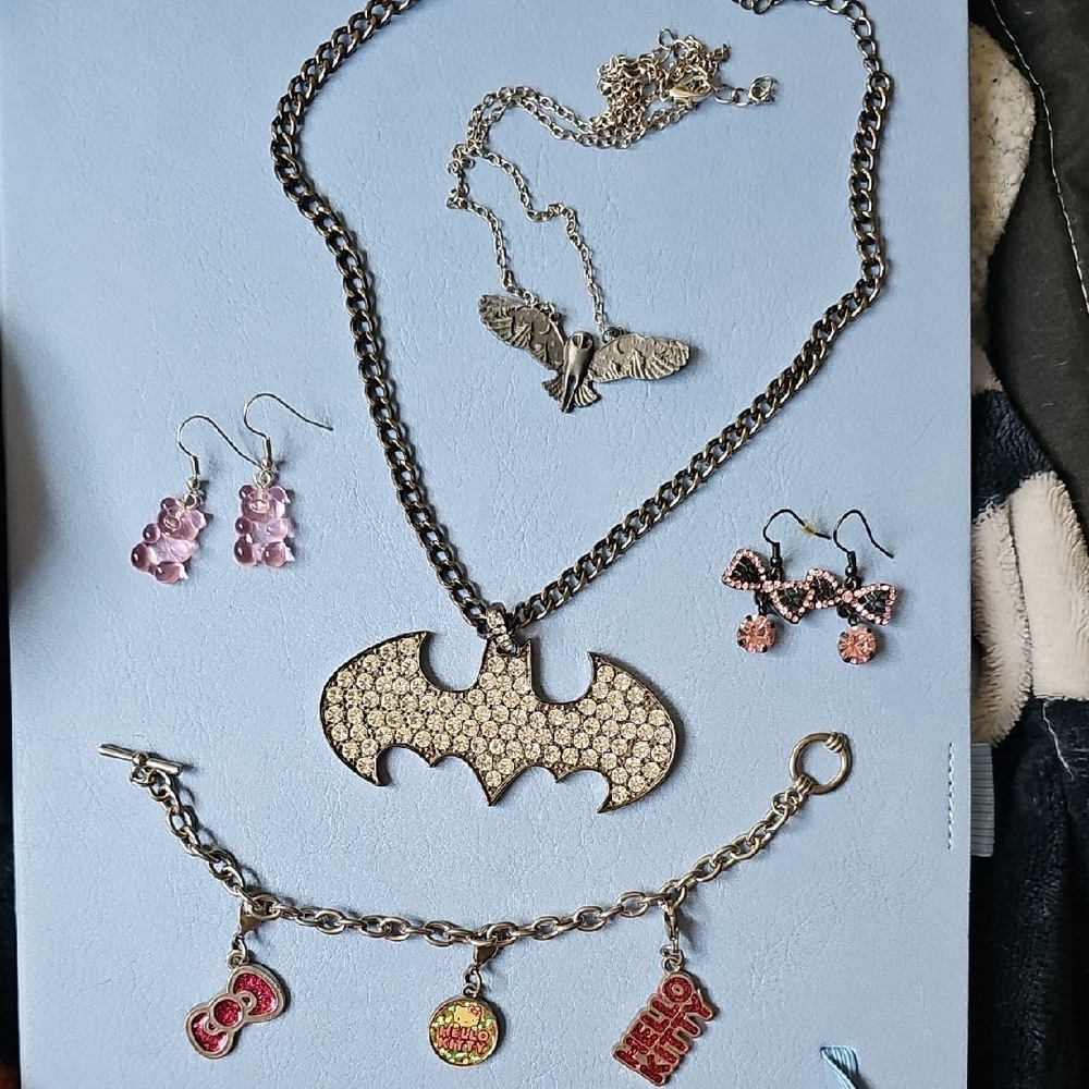 Silver and Pink Jewelry Set